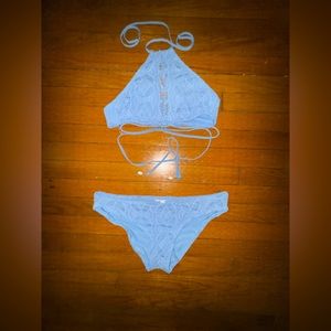 Baby Blue Body Wrap Halter Swimsuit | Just for Water